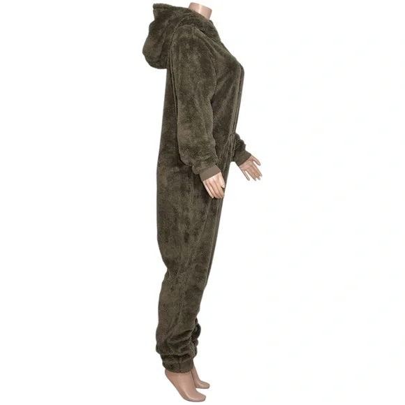 ONEPIECE Puppy Sherpa Jumpsuit, Taupe, Medium